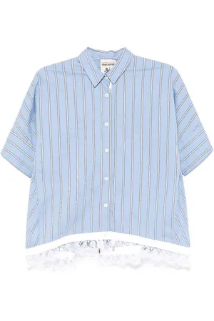 SEMICOUTURE Camicia di cotone a strisce Solange con pizzo