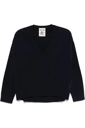 SEMICOUTURE Morgane Black Cotton Magiter con scollo a V