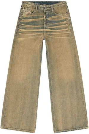 Diesel Jeans a gamba dritta in cotone beige sbiadito