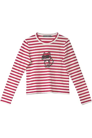 Karl Lagerfeld Ikon Stampa Stripe LSLV Top