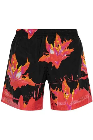 Alexander McQueen Costume da bagno nero con stampa rossa