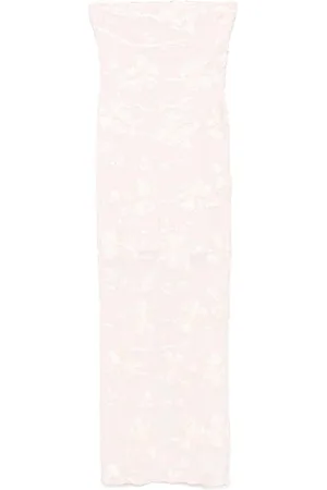 ROTATE Abito floreale semitrasparente lungo rosa