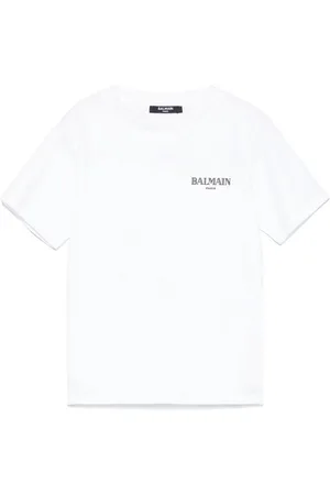 Balmain T-shirt bianca a maniche corte con logo