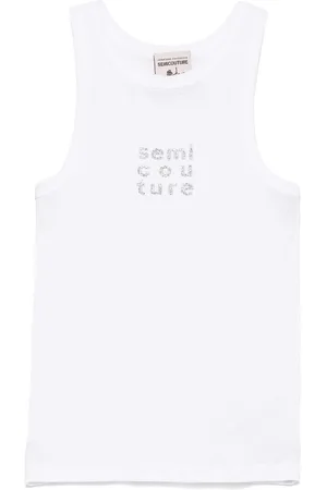 SEMICOUTURE T-shirt a costola bianca Rachel con logo