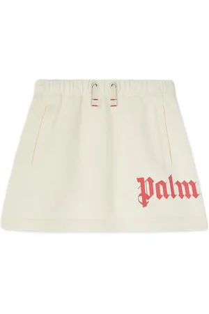 Palm Angels Mini gonna in avorio con logo
