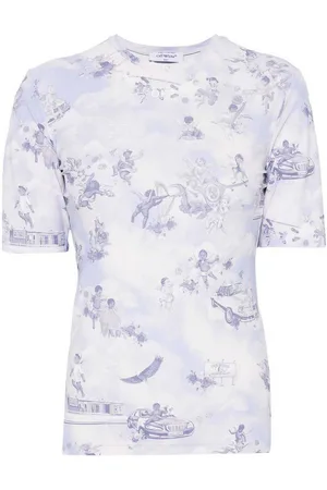 OFF-WHITE T-shirt azzurra con stampa
