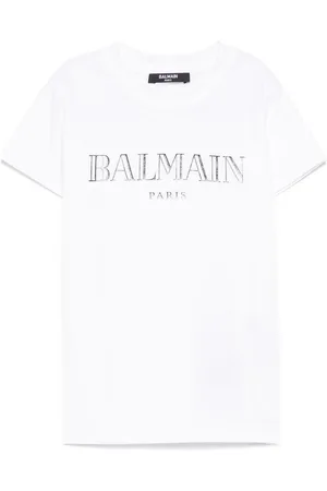 Balmain T-shirt bianco con stampa logo