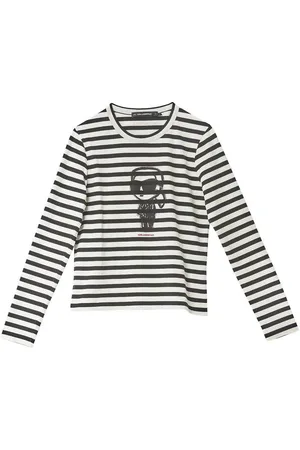 Karl Lagerfeld Ikon Stampa Stripe LSLV Top