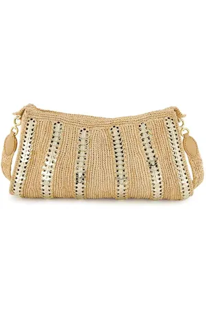 Paco rabanne Borsa rafia con inserti d