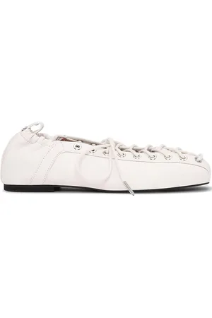 Ganni Ballerine in pelle in pelle bianca