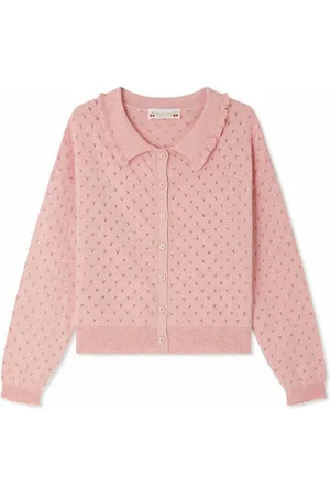 BONPOINT Cardigan rosa con colletto di