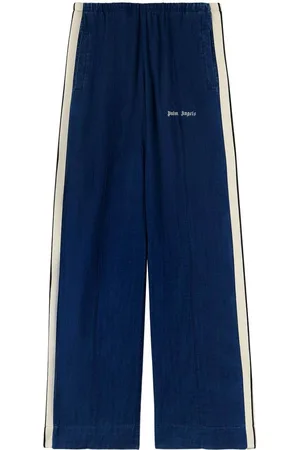 Palm Angels Pantaloni in chambray con banda laterale