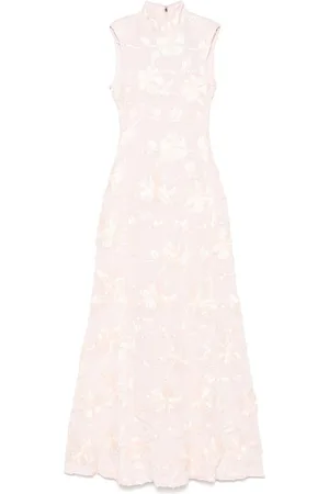 ROTATE Maxi abito a maglie di fiori in rosa chiaro