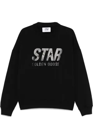 Golden Goose Felpa Nera Logo Argento