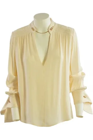 Elisabetta Franchi Camicia CA030 in tessuto color burro