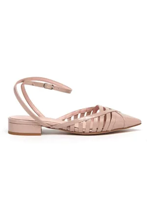 ANNA F. Slingback 1727 in pelle verniciata colore nudo