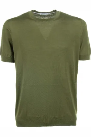 Paolo Pecora T-shirt verde in cotone e seta