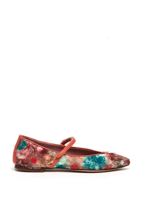 LORENA PAGGI Ballerina 41201 in tessuto a fiori corallo