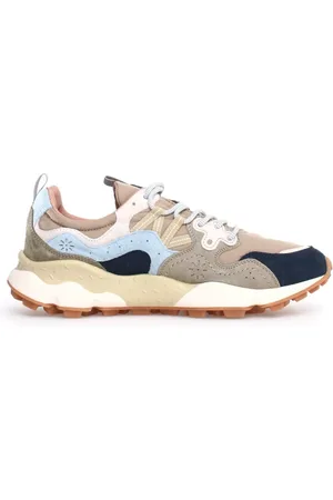 Flower Mountain Sneakers Yamano blu beige e inserti azzurri e nylon beige