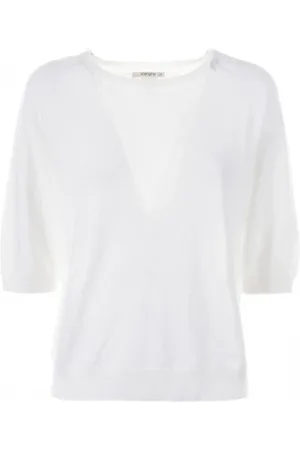 KANGRA CASHMERE T-shirt bianca con maniche a 3/4