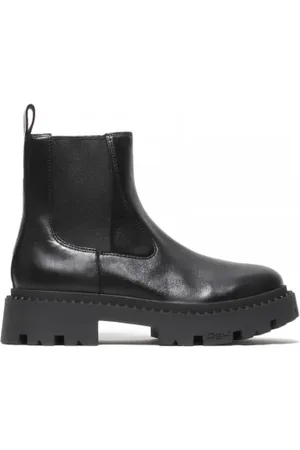 Ash Stivaletto in pelle nera con elastico laterale