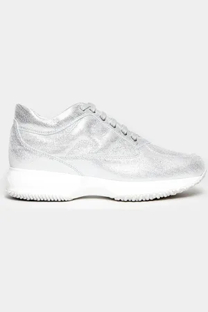 Hogan Sneaker INTERACTIVE in suede lamè argento