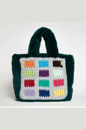 La Milanesa Borsa in lana ed ecopelliccia multicolor
