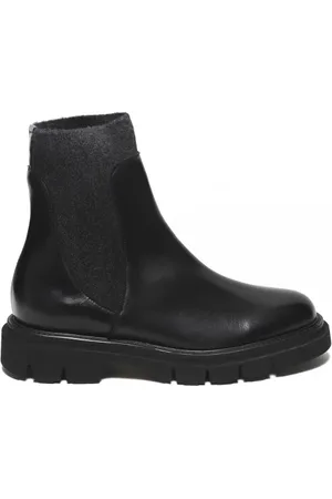 Oliaro Stivaletto in pelle nera con elastici