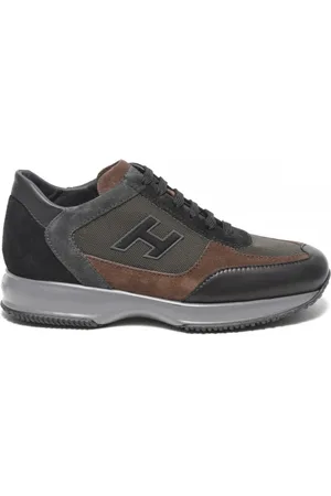 Hogan Sneakers Interactive in pelle nera e tessuto tecnico e suede marrone