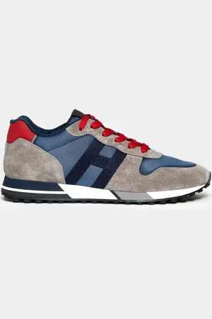 Hogan Sneaker H383 in suede grigio e tessuto denim