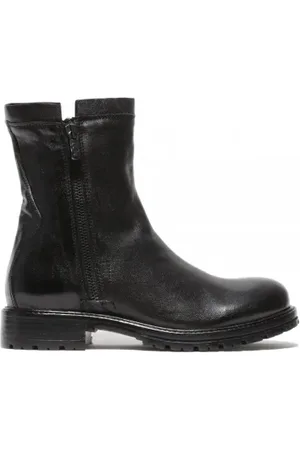 Hundred Stivaletto in pelle nera e doppia zip