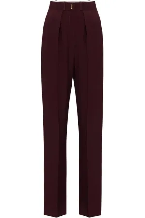 Elisabetta Franchi Pantalone PA0404 in tessuto satin bordeaux