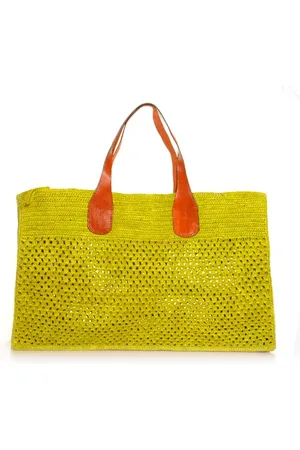 IBELIV Borsa a mano bicolore in rafia intrecciata
