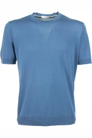 Paolo Pecora T-shirt azzurra in cotone e seta