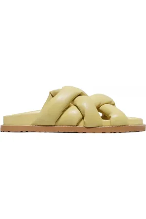 Coral Blue Ciabatta a fasce imbottite in nappa gialla