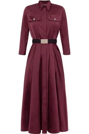 Elisabetta Franchi Abito chemisier midi AB632 in nylon bordeaux