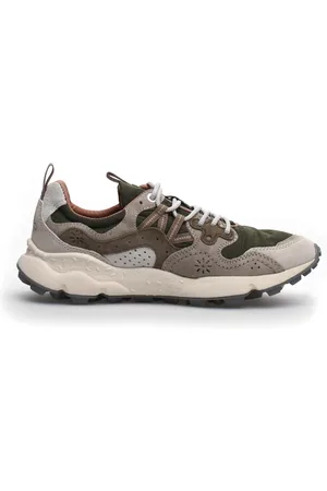 Flower Mountain Sneakers Yamano in suede off white e beige e nylon military
