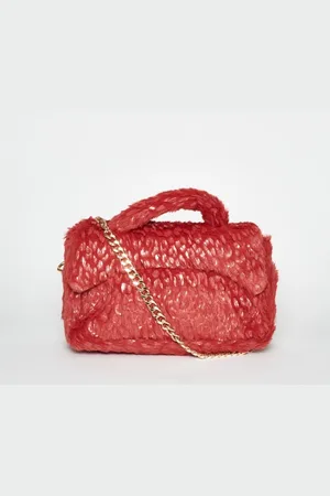 La Milanesa Borsa a mano in ecopelliccia rossa