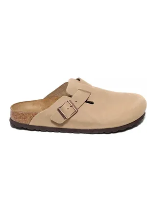 Birkenstock Ciabatta a sabot in pelle di nabuck beige