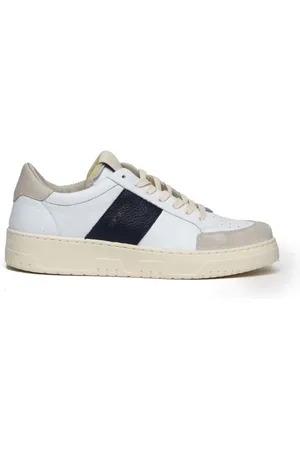 SAINT SNEAKERS Sneakers Sail in pelle bianca punta in pelle scamosciata grigia dettaglio in pelle blu