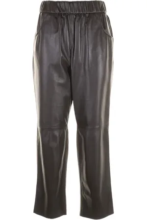 VIA MASINI 80 Pantalone a vita alta in pelle
