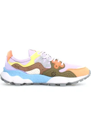 Flower Mountain Sneakers Yamano in suede arancione e tessuto lilla