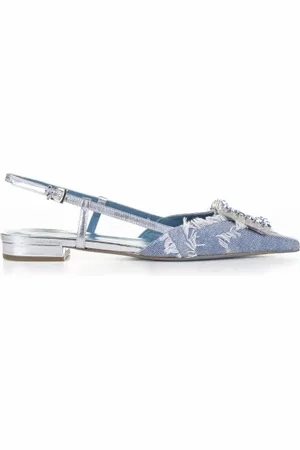 ROBERTO FESTA Chanel slingback in jeans denim con accessorio strass