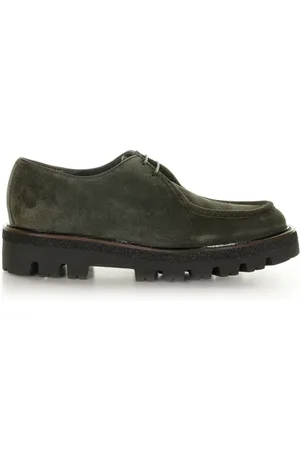 Neil Barrett Mocassino in suede verde con lacci