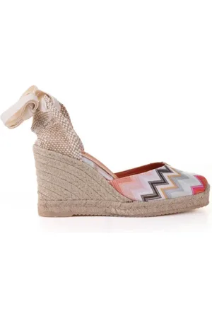 Missoni Espadrillas in tessuto chevron con zeppa e lacci alla caviglia