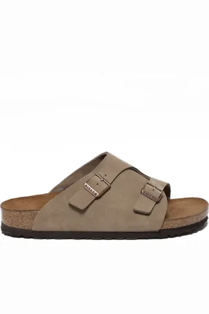 Birkenstock Ciabatta Zurich con doppia fibia in morbido suede color taupe