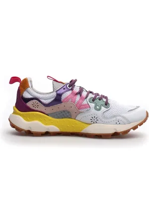 Flower Mountain Sneakers Yamano in pelle bianca e tessuto tecnico