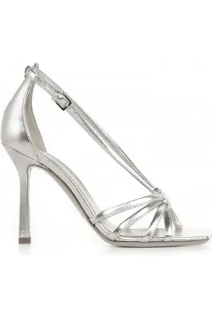NINALILOU Sandalo in nappa laminata argento