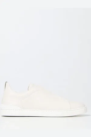 Ermenegildo Zegna TRIPLE STITCH LOW-TOP SNEAKERS IN OFF WHITE
