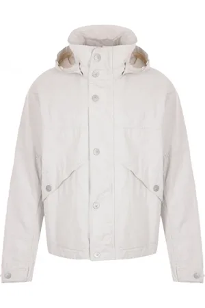 Stone Island Giacca bianca con bottoni e cappuccio